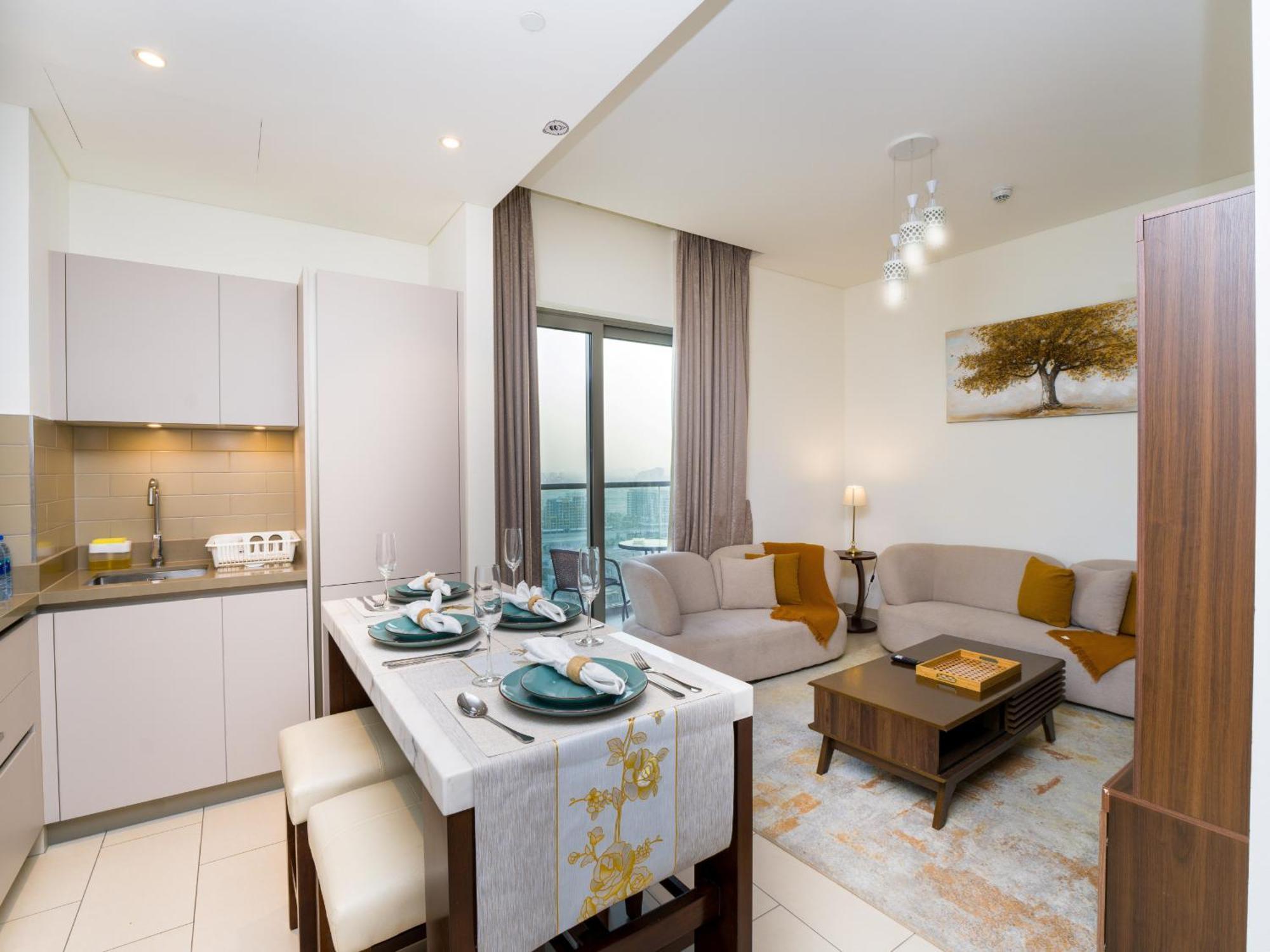 Easygo- Stylish 1bdr Sobha Creek Vista- Meydan Living Lägenhet *