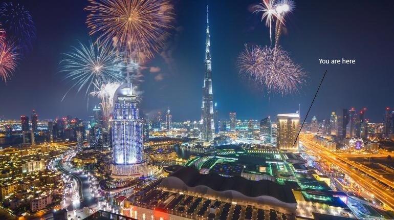 Partial Burjkhalifa View From Balcony In Mall-studio King Bed Appartement