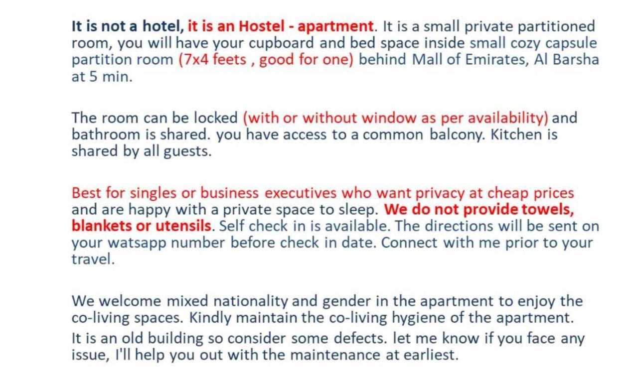 Private Partitioned Nr Mall Of Emirates Albergue *
