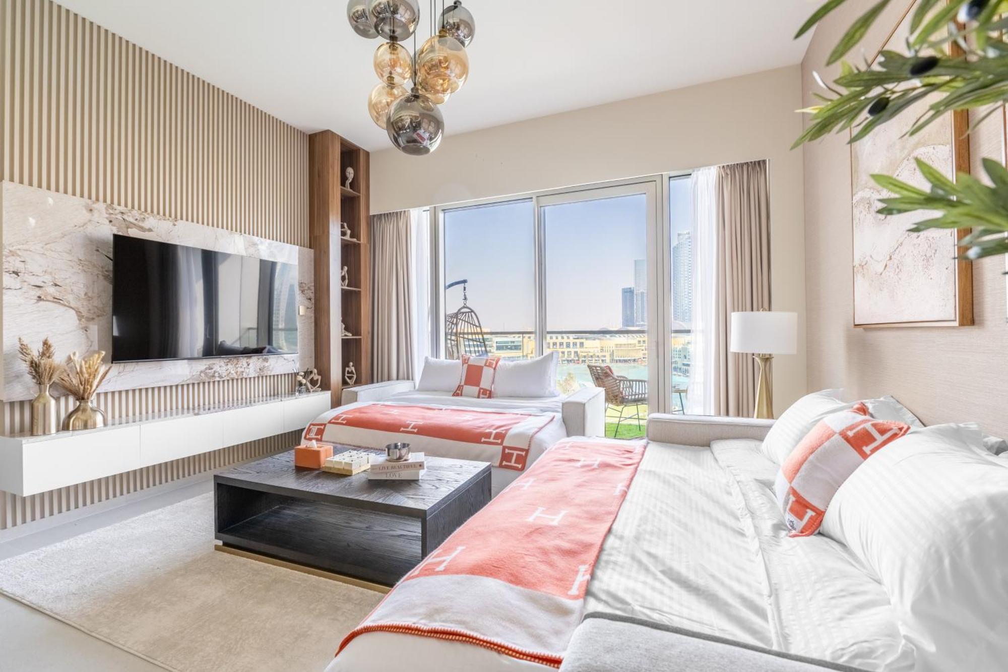 Appartement Hermes-style 2br, Full Burj Khalifa View - Infinity Pool - Full Fountain View Dubaï