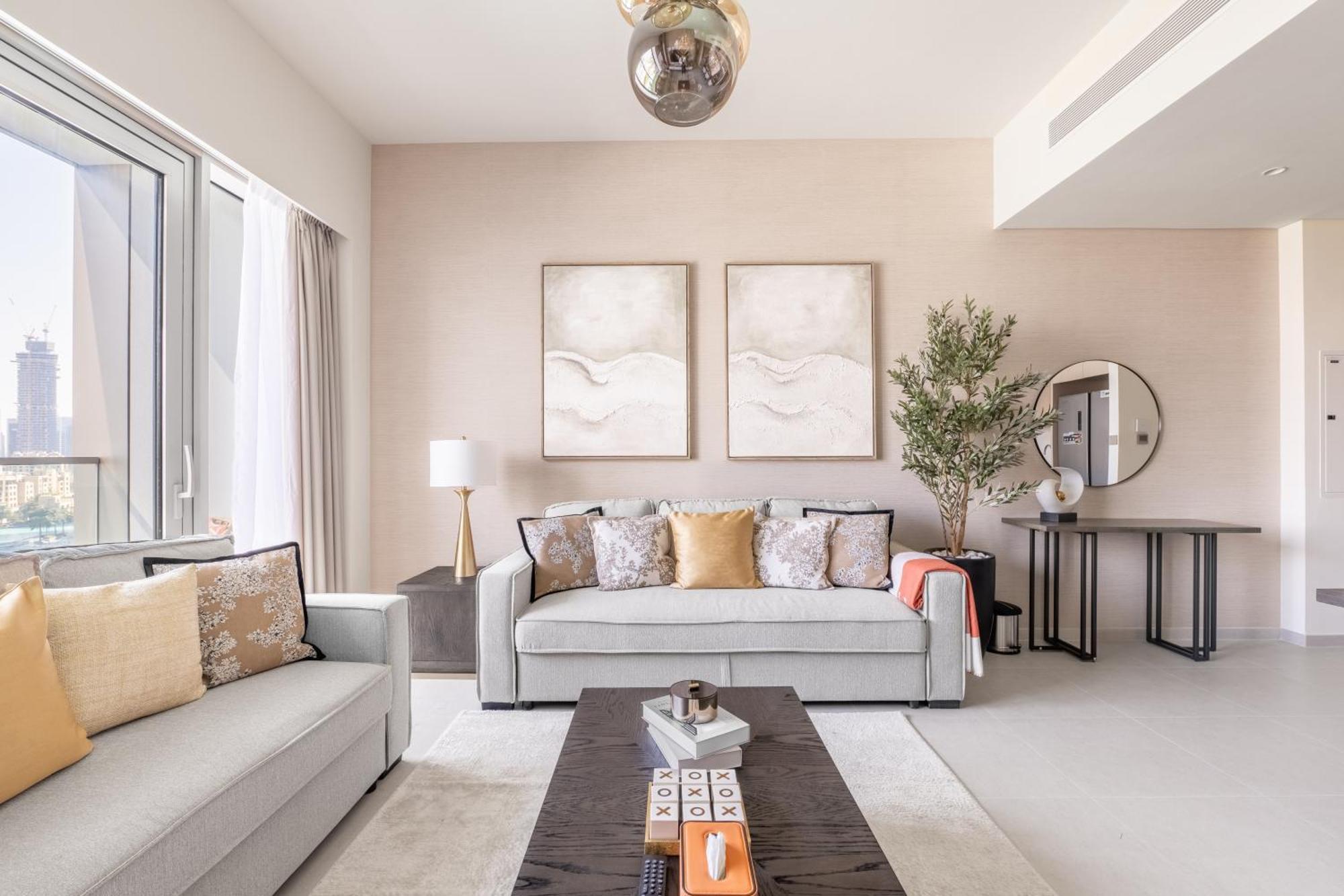 Hermes-style 2br, Full Burj Khalifa View - Infinity Pool - Full Fountain View * Dubaï
