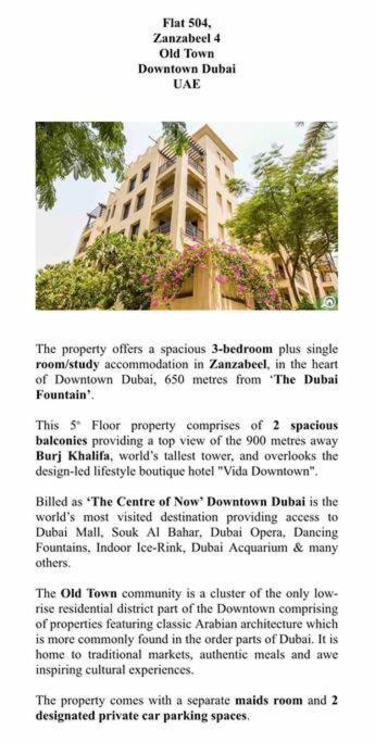 Downtown Dubai, Oldtown Zanzabeel Lejlighed