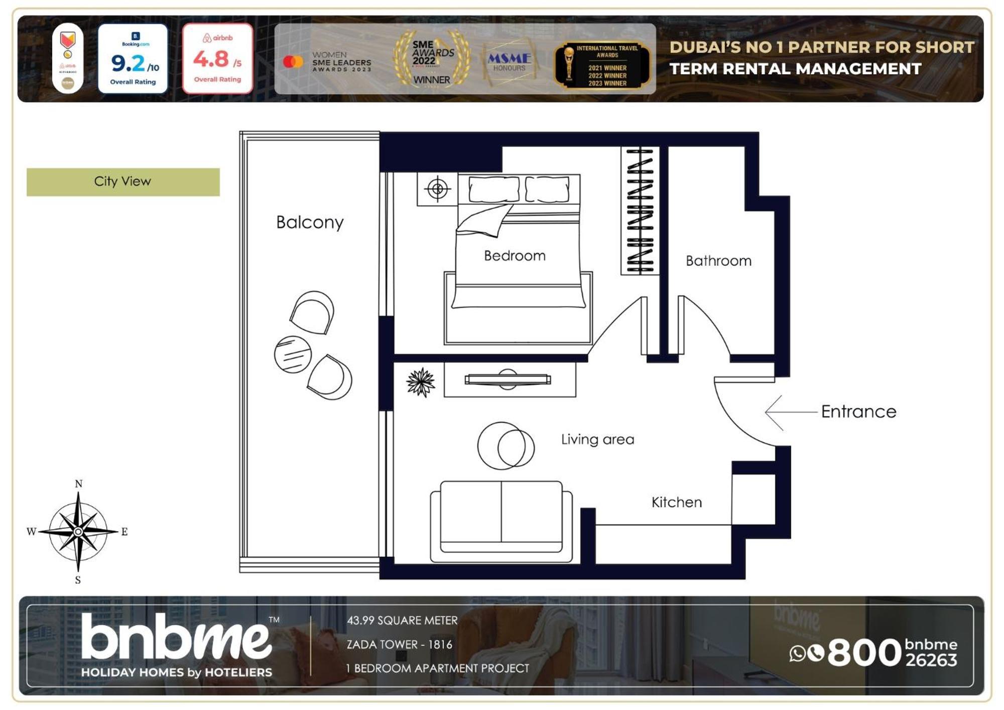 Bnbmehomes - Damac Zada Tower Appartement *