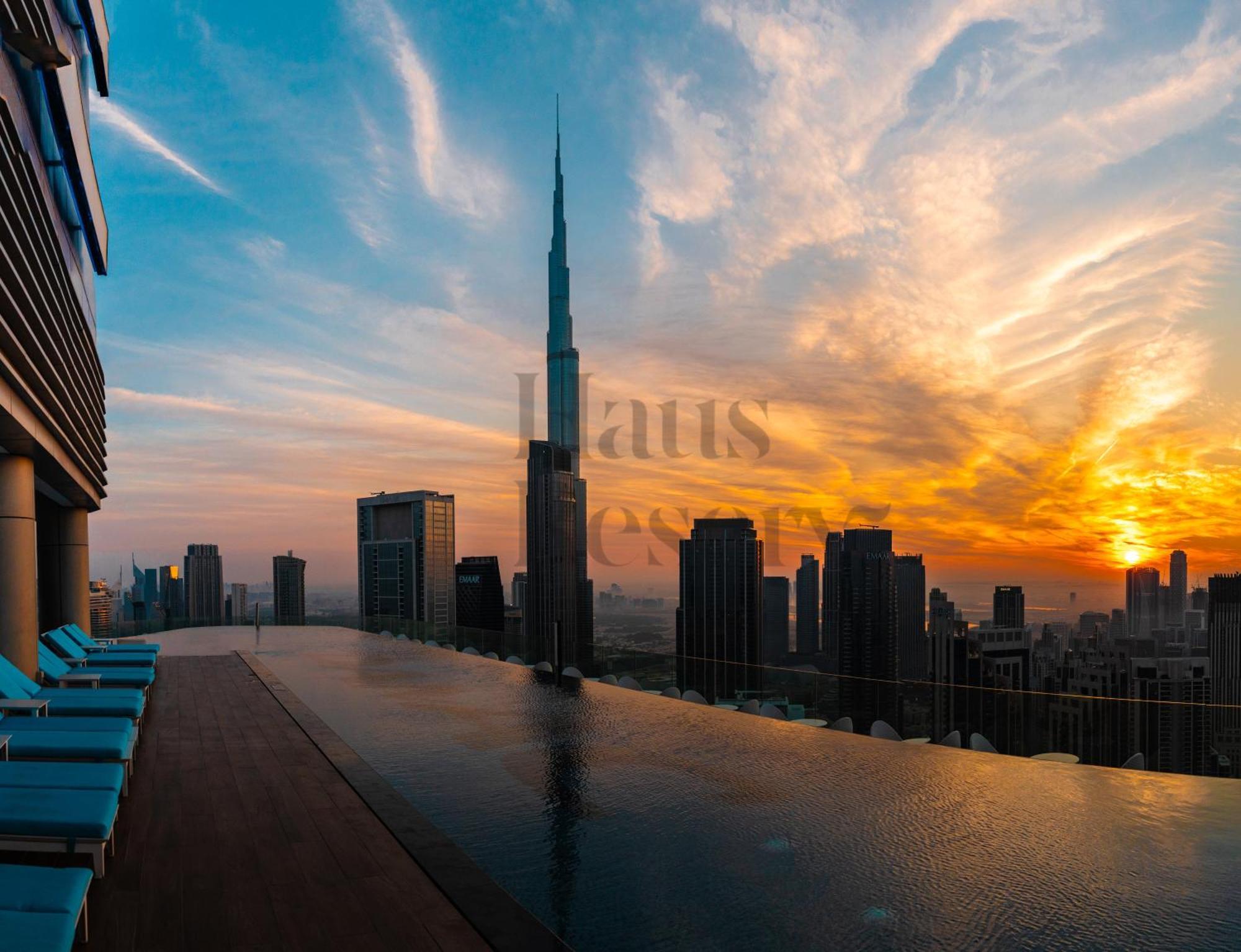 Hausreserv At Paramount Midtown - Infinity Pool With Burj Khalifa View - Luxury Apartemen Dubai