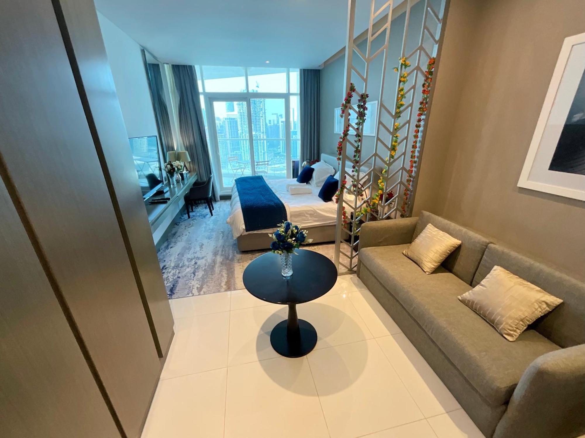 Furnished With Big Balcony, Full Canal View, High Floor Apartment *