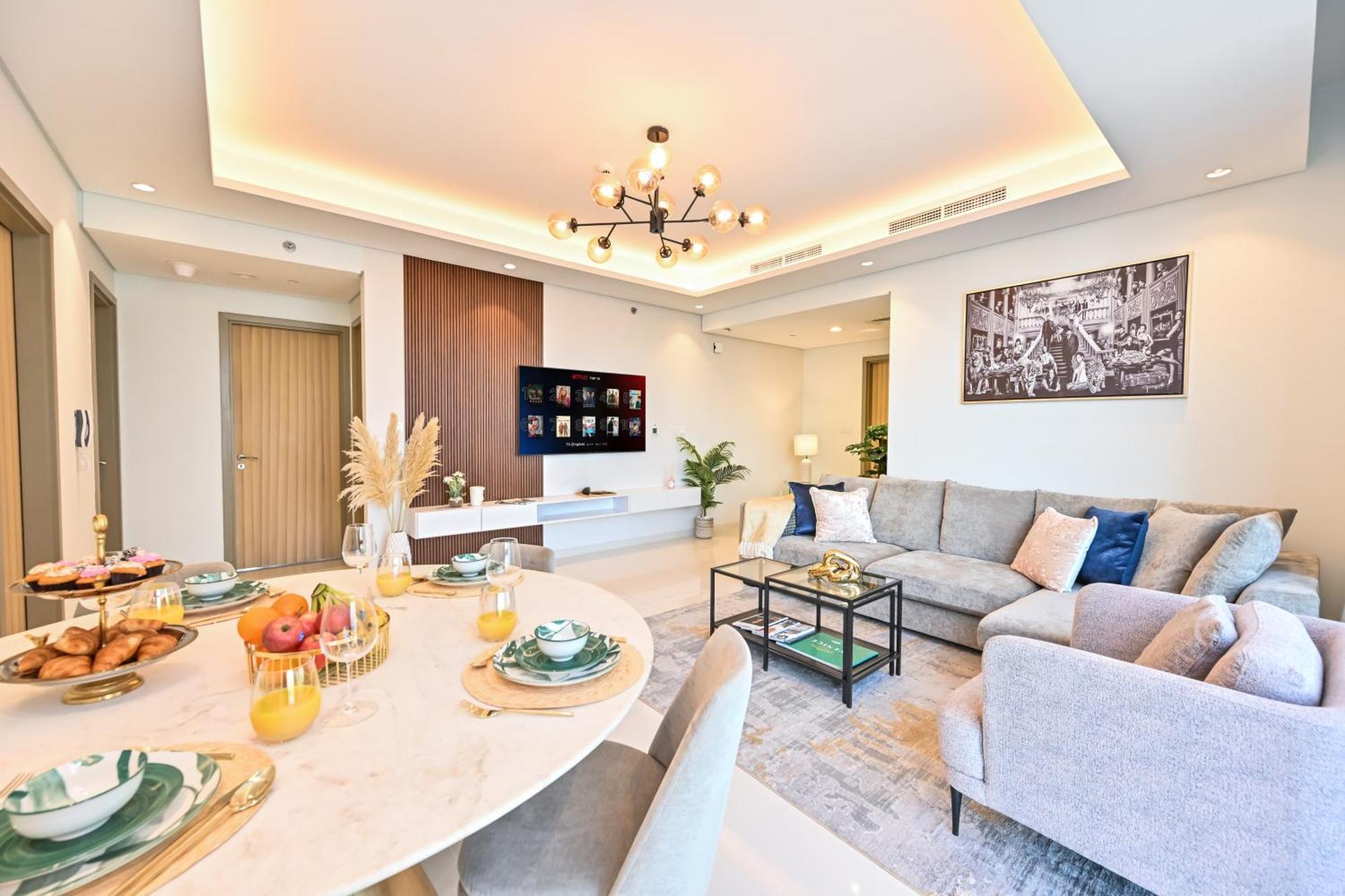 New 2 Bed Sea View With 64th Flr Infinity Pool Burj Khalifa View Appartement Dubaï