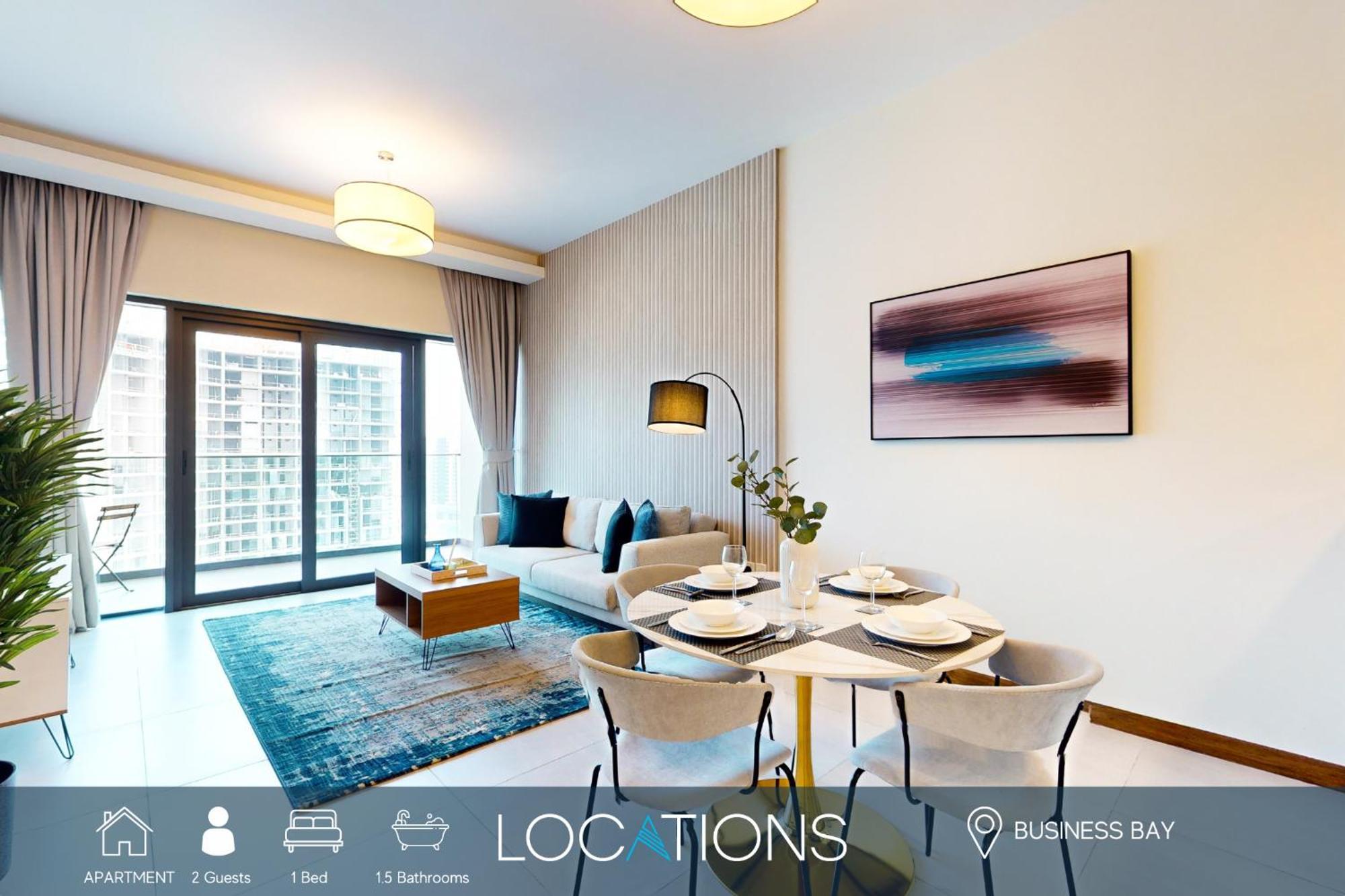 Sol Bay - One Bed With Distant Burj Khalifa View Dubaï