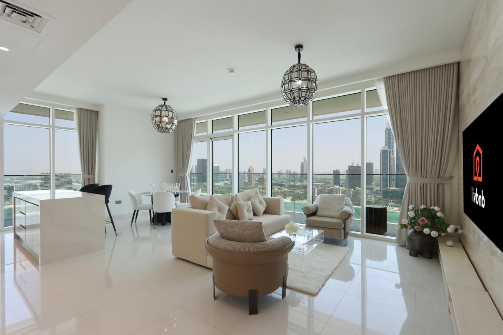 Livbnb-beachfront 3br With Marina Harbour Panorama Appartement Dubaï
