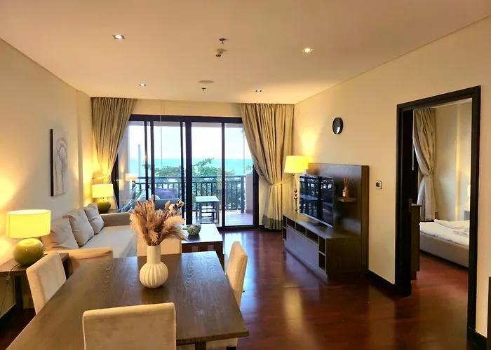 Palm Escape Beachfront 1Br In Royal Amwaj Burj View & Private Balcony