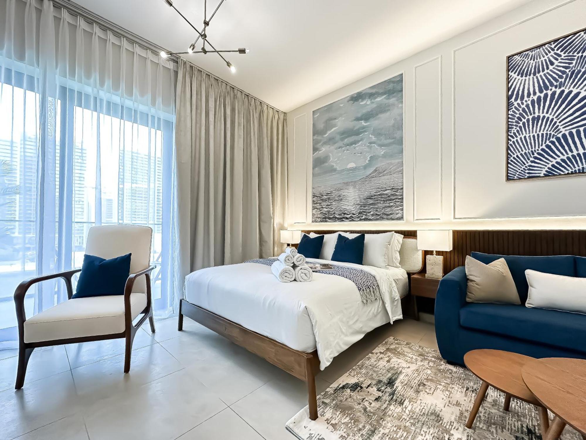 Apartament Trophy - Santorini Burjkhalifa & Canal Views Sofa Bed *