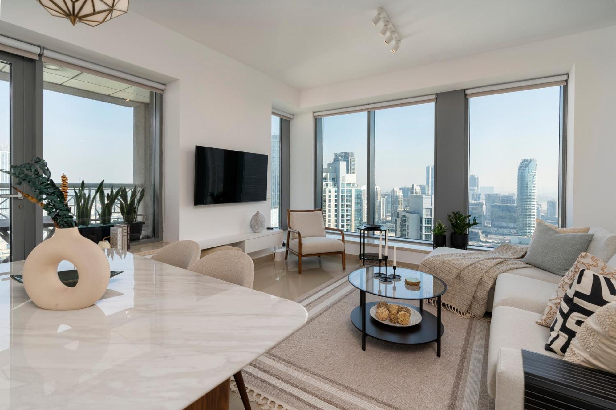 Prestige Living 2br With Full Burj Khalifa And Fountain View By Apartemen