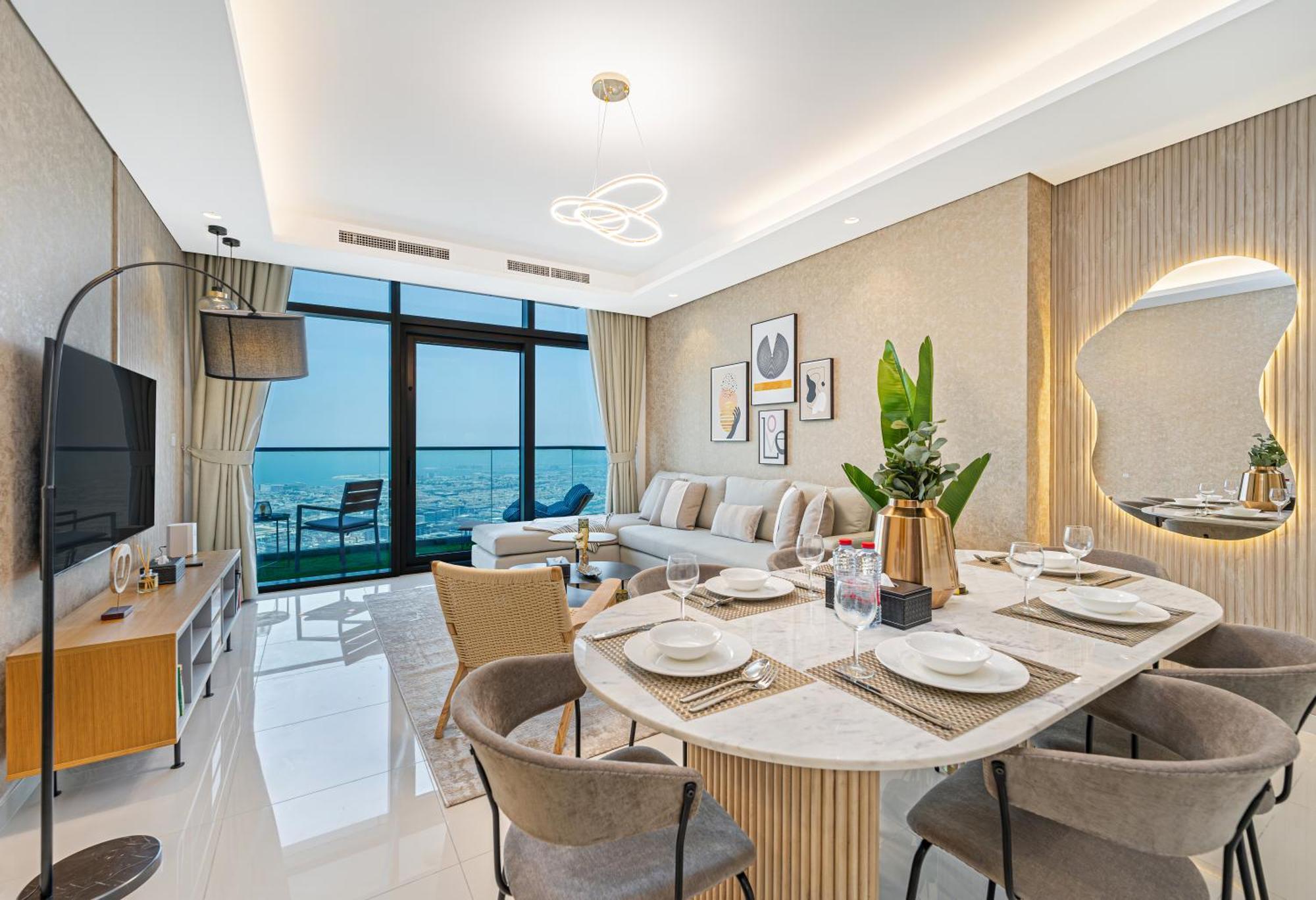 3 King Beds - 7mins To Mall - High Floor Sun Set And Sea View * Dubai